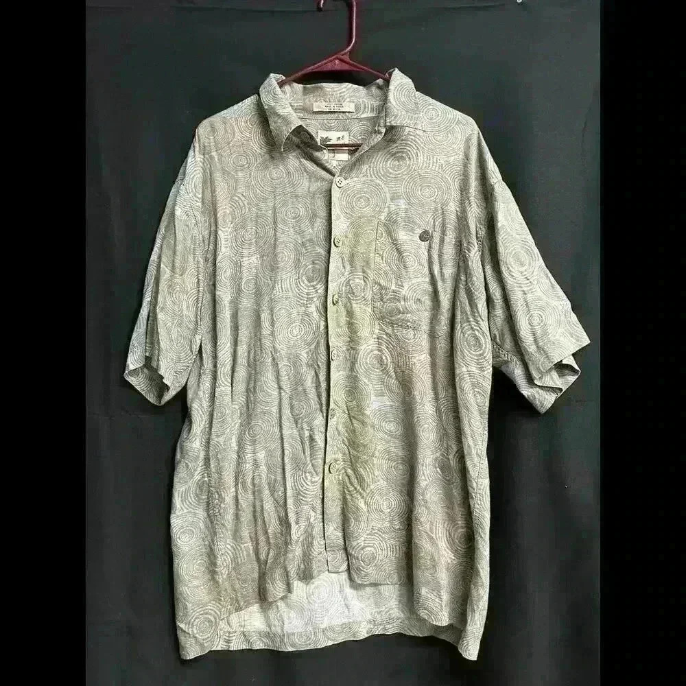 M.E. Sport Hawaiian Shirt Men's XL Green/Blue 100% Rayon